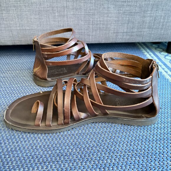 Mercanti Fiorentini Brown Leather Gladiator Sandals Men’s 10 - Pre-owned - Picture 6 of 15